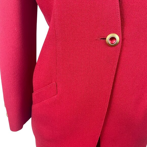 Valentino Vintage 2000's Womens Red Wool Skirt & Blazer Set Siz 8 - Picture 6 of 16